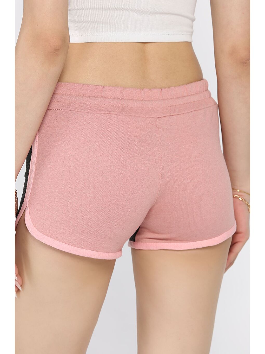 Antrasit Kadın Biyeli Baskılı Mini Şort-2