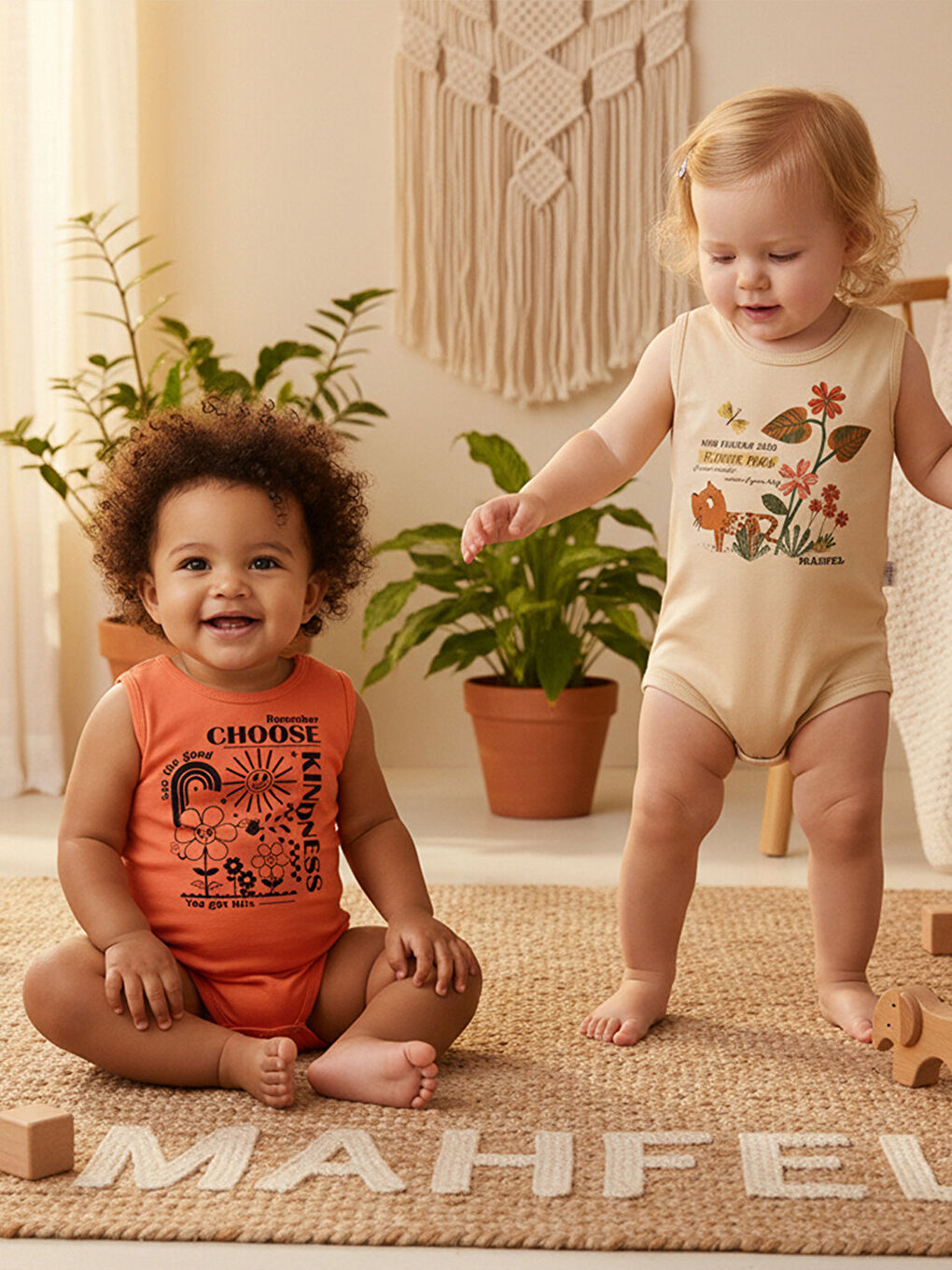 Ekru 2'Li Kız %100 Pamuklu Atlet Çıtçıtlı Bebek Body Zıbın 761-896-1