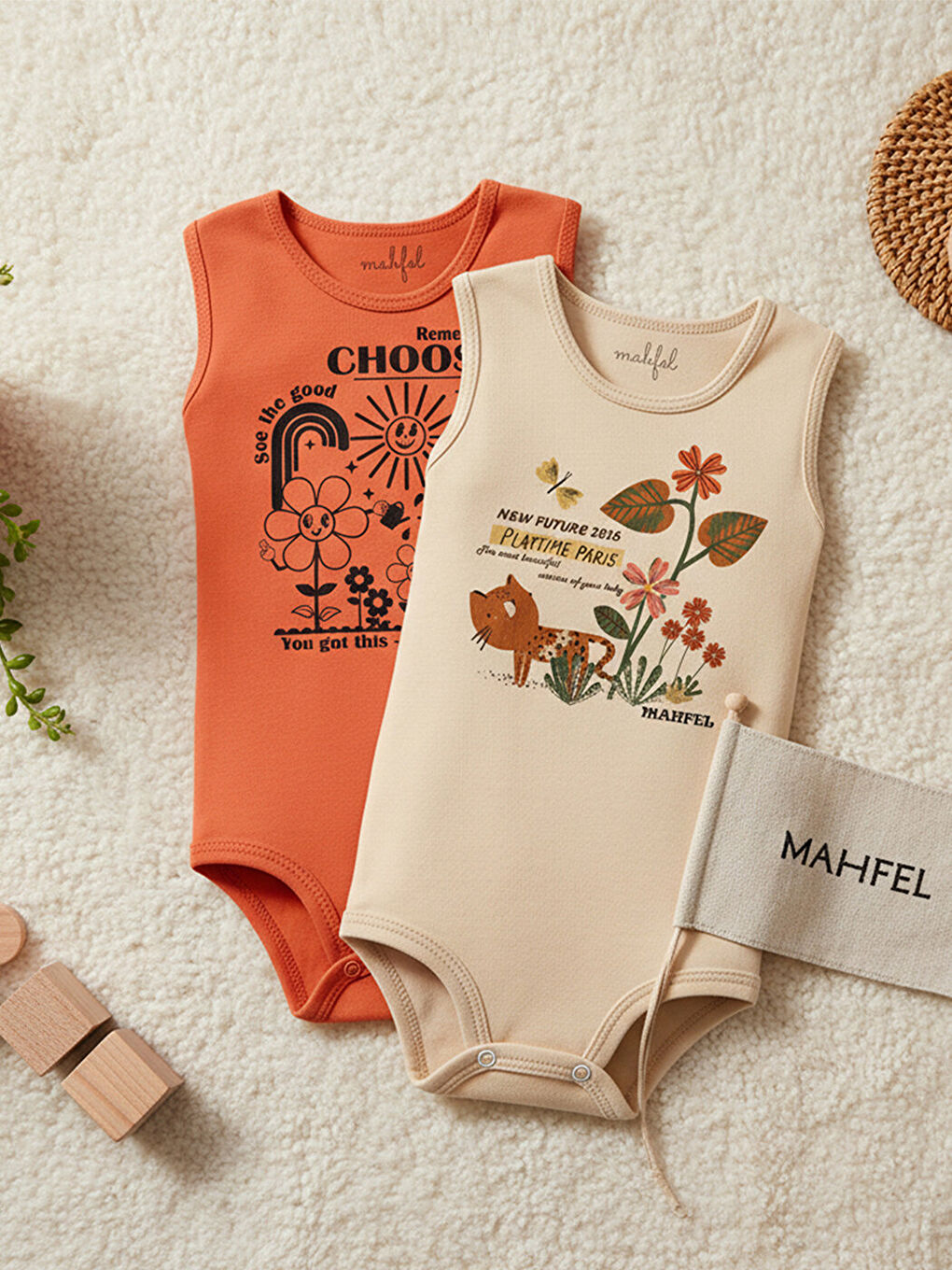 Ekru 2'Li Kız %100 Pamuklu Atlet Çıtçıtlı Bebek Body Zıbın 761-896-2