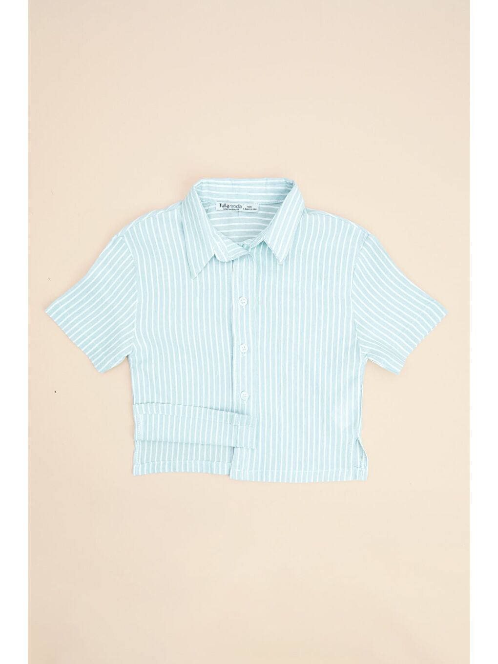 Yeşil Çizgili Düğmeli Kız Çocuk Gömlek-1