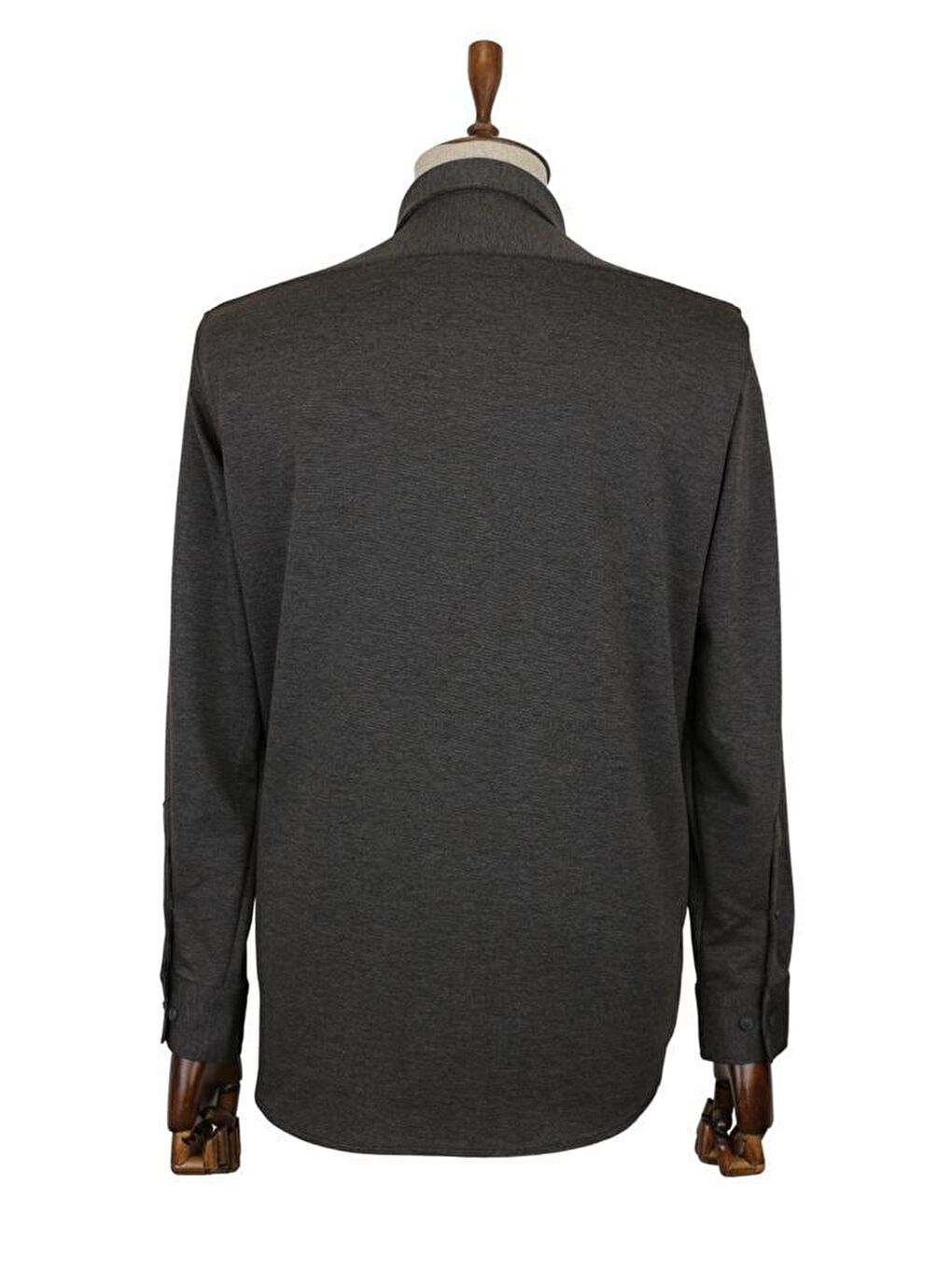 Koyu Antrasit Uzun Kol Örme  Biyeli Comfort Rahat Kesim Casual Gömlek 1004225116-1