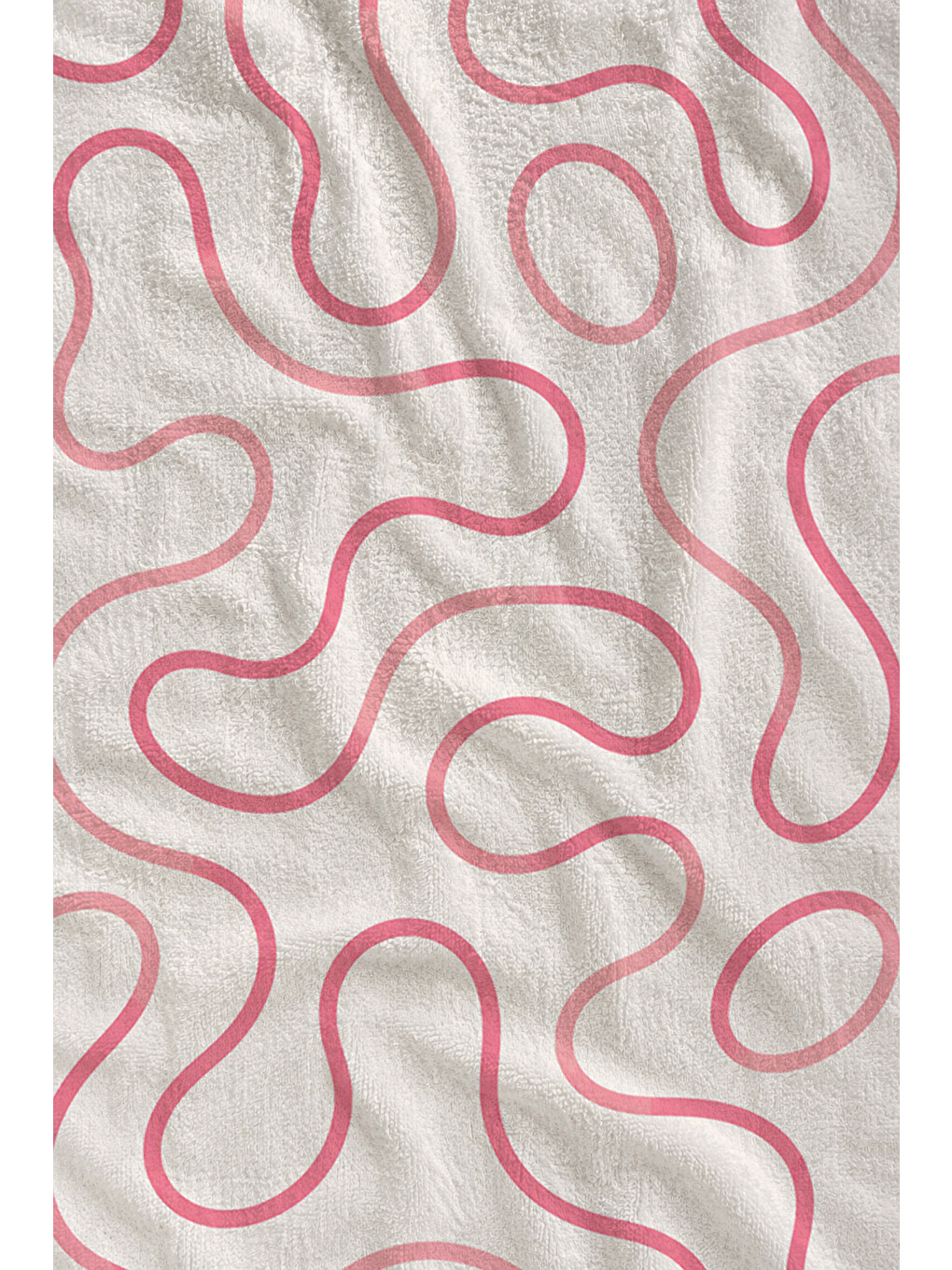 Modern Pembe Dalgalı Çizgi Desenli 70x150 Plaj Havlusu - Dijital Baskılı Solmaz Banyo Havlusu-2