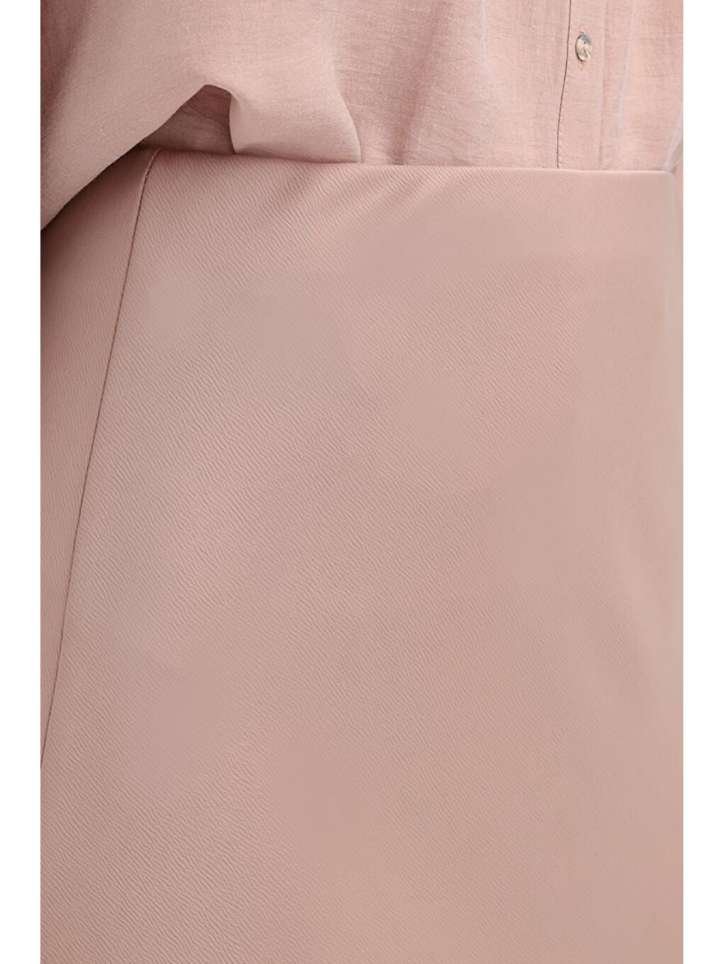 Bej Vizon-Beli Lastikli Saten Etek-4