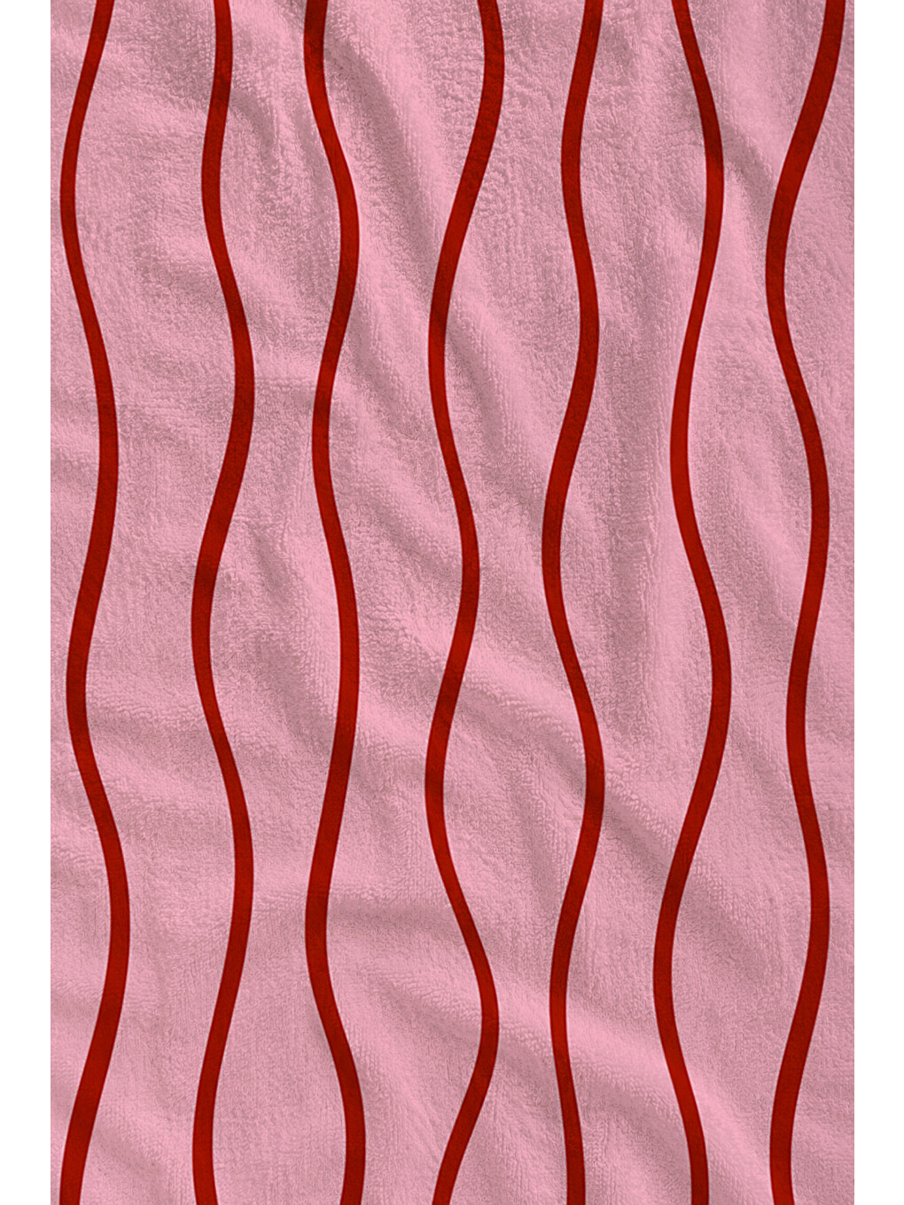 Minimal Pembe Dalgalı Dikey Çizgi Desenli 70x150 Plaj Havlusu - Dijital Baskılı Solmaz Banyo Havlusu-1