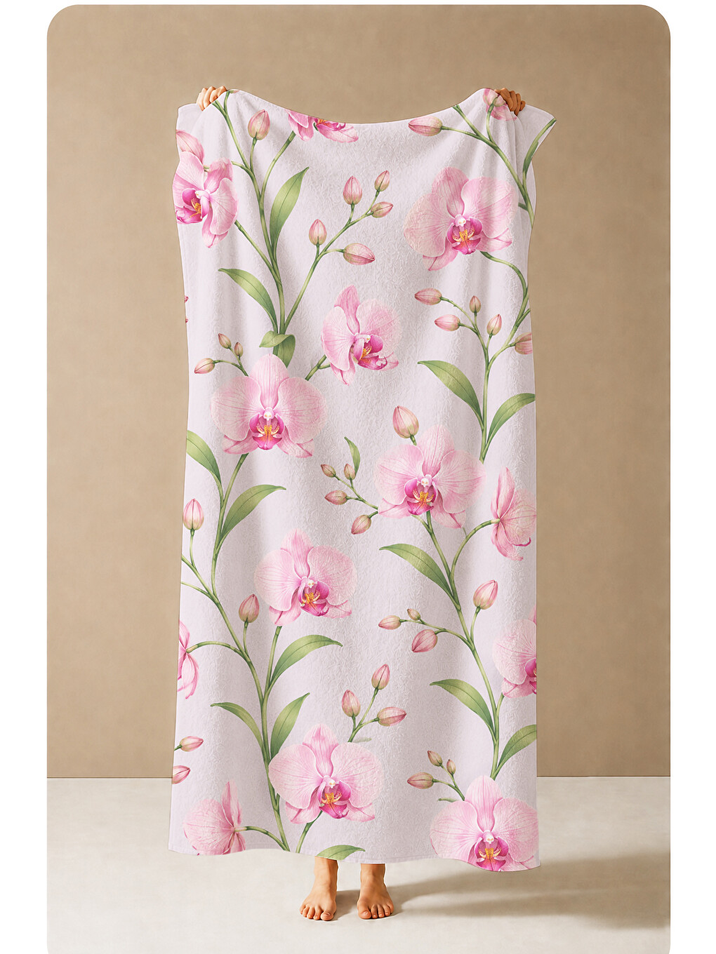 Romantik Pembe Kiraz Çiçeği Dalları Botanik Desenli 70x150 Plaj Havlusu - Pamuklu Banyo Havlusu-2