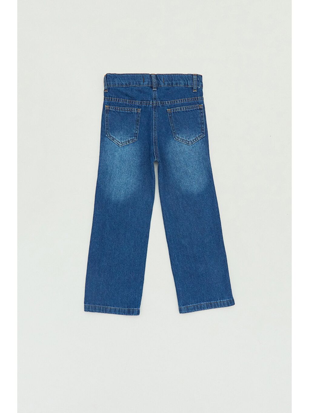 Mavi %100 Pamuk Köpek Nakışlı Beli Ayarlanabilir Cepli Kız Çocuk Pantolon-1