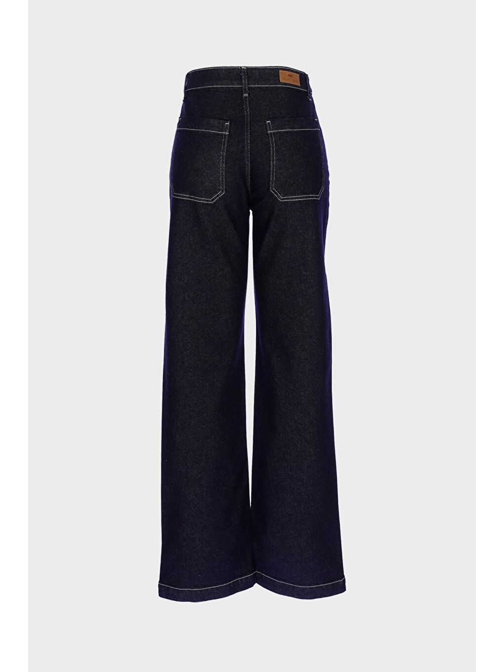 Koyu Mavi Yüksek Bel Takma Cepli Patı Fermuarlı Wideleg Jean Pantolon C 4939-005-1