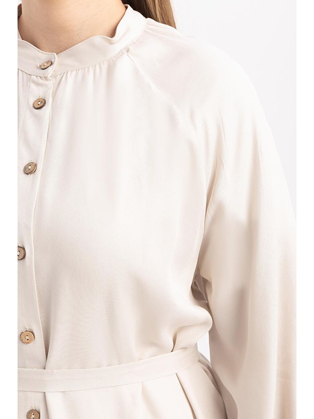 Bej Taş-Beli Bağlamalı Ferace-4