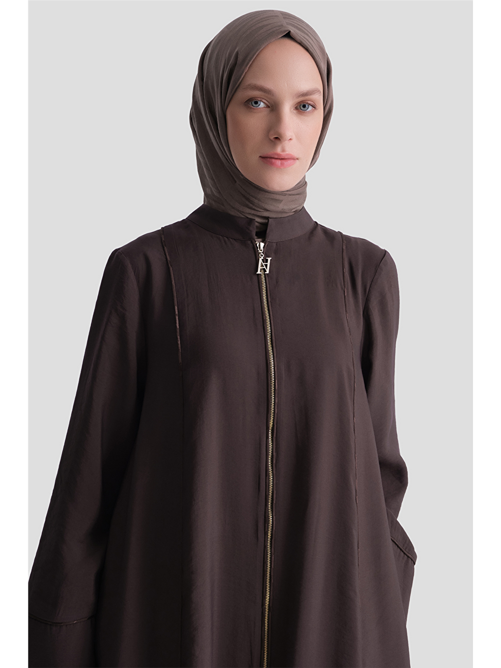 Kahverengi Garni Detaylı Ferace Kahve-2