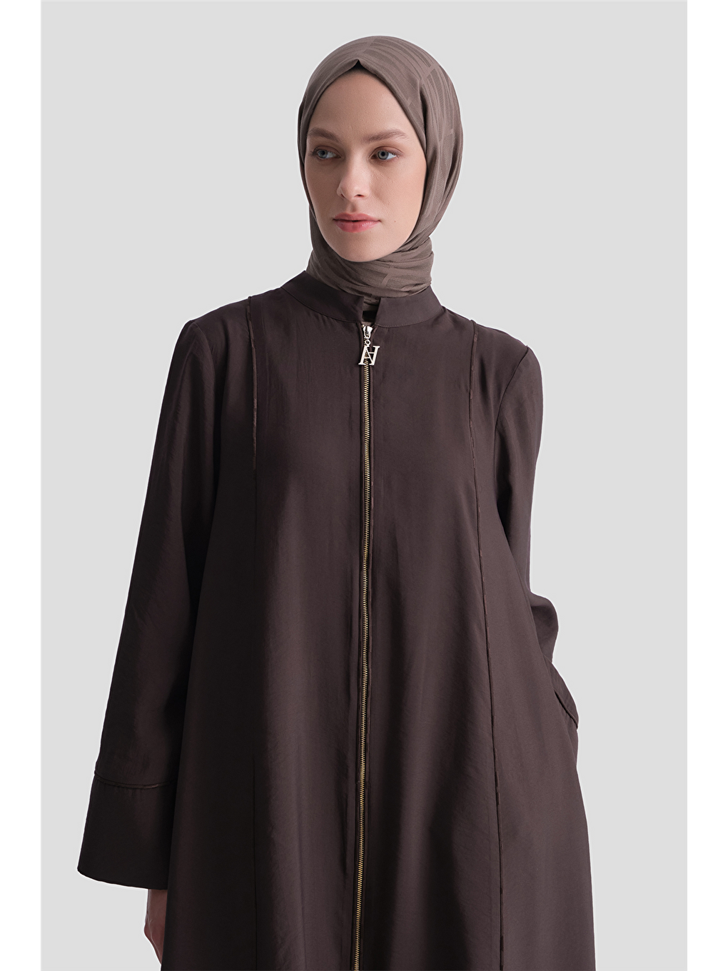 Kahverengi Garni Detaylı Ferace Kahve-3