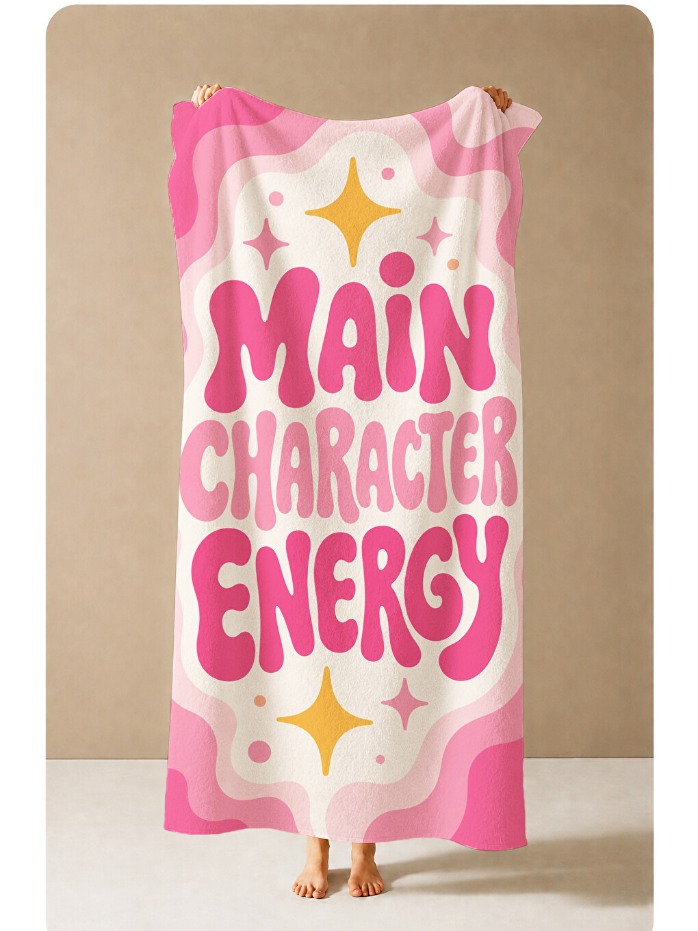 Pembe Pop Art Main Character Energy Desenli 70x150 Plaj Havlusu - Dijital Baskılı Solmaz Banyo Havlusu-2