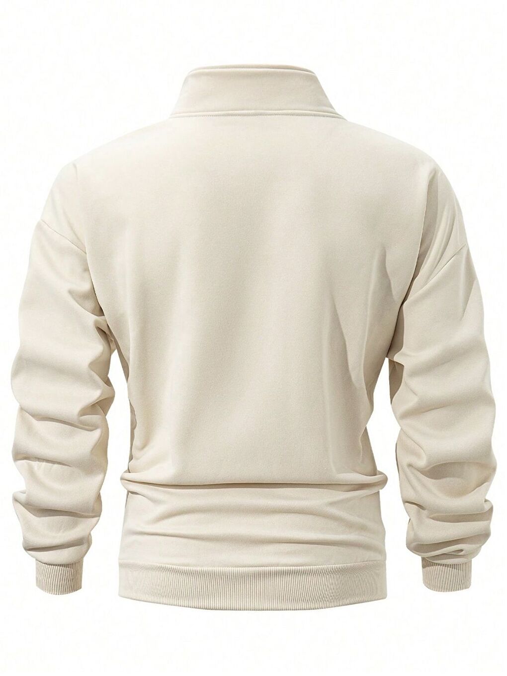 Kahverengi Erkek Açık Vizon Yarım Fermuarlı Uzun Kollu Sweatshirt-1