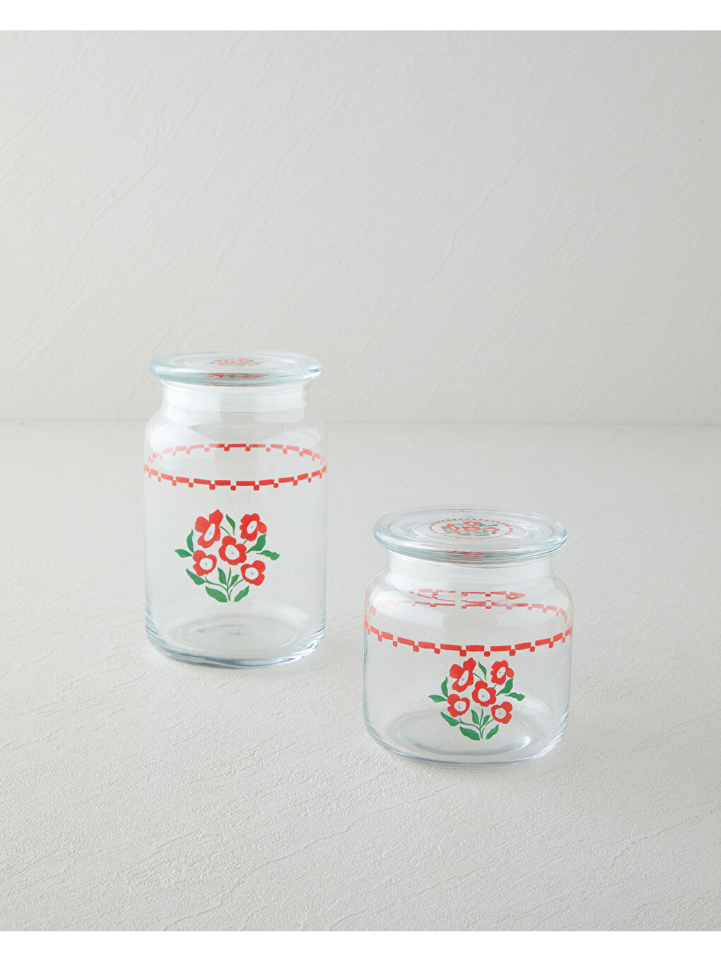 Bright Parade Cam Kavanoz 500 ml Kırmızı - Beyaz-5