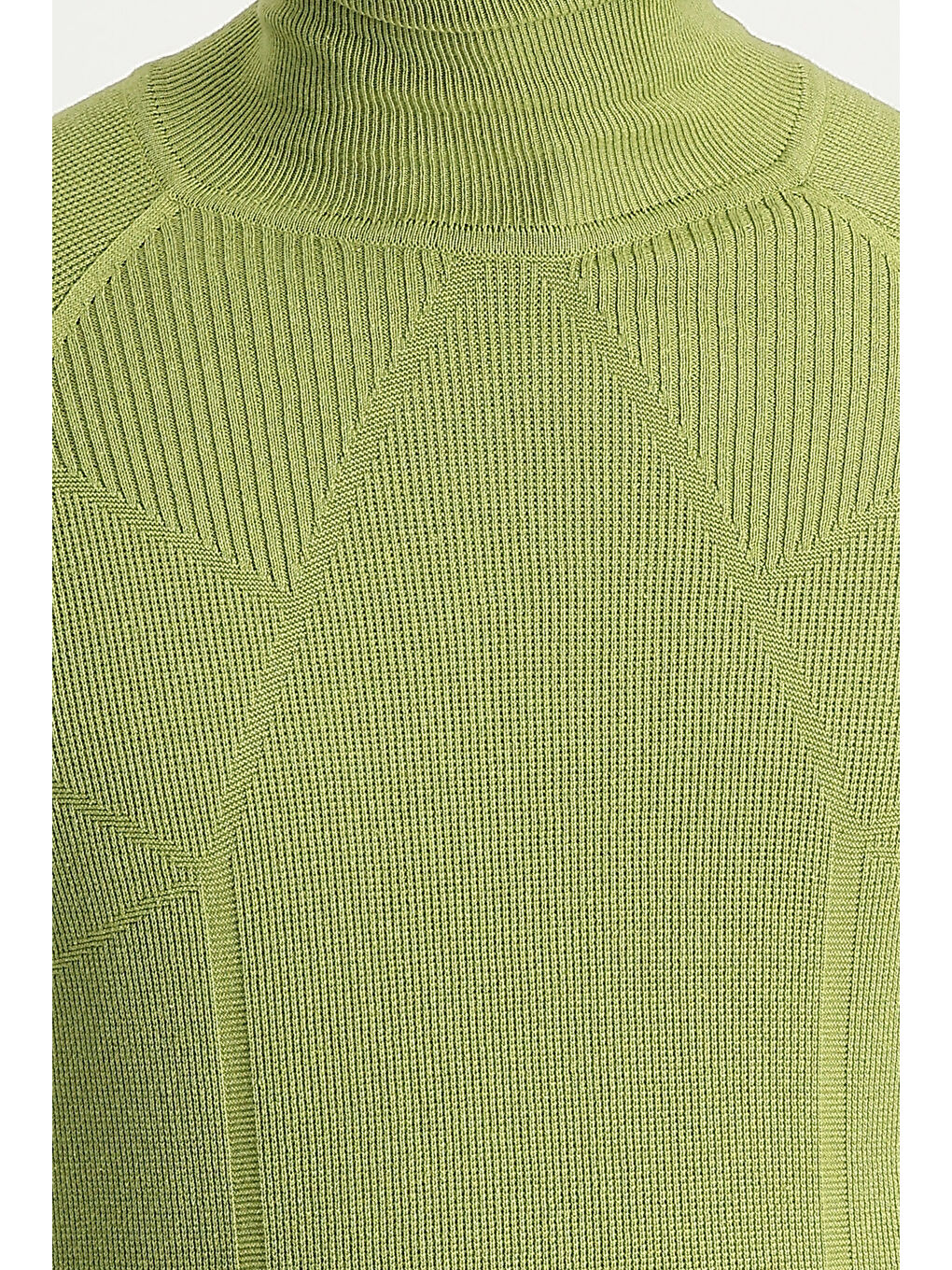 Yeşil Balıkçı Yaka Slim Fit Dar Kesim Desenli Pamuklu Triko Kazak-3