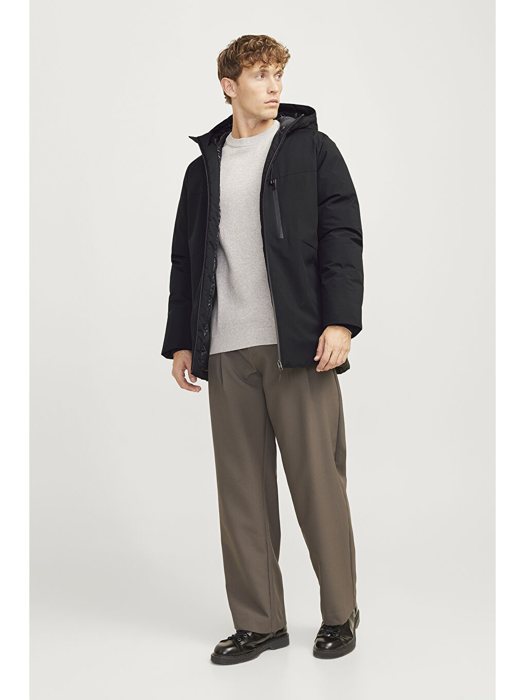 Siyah Jjpayne Rüzgar Geçirmez Regular Fit Kapüşonlu Erkek Mont 12256884-1