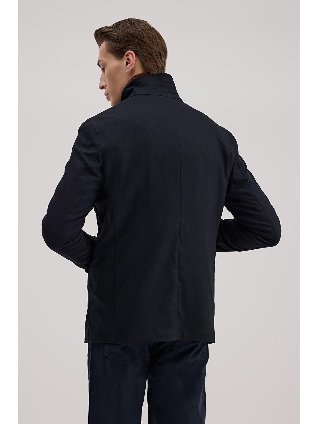Lacivert Slim Fit Hakim Yaka Patlı Ceket-3