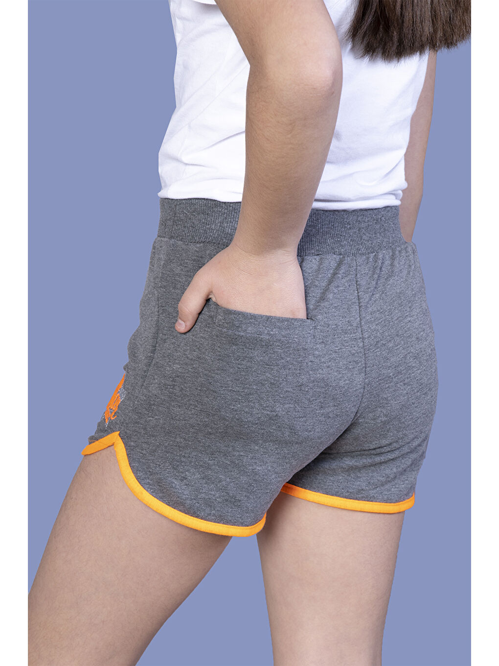 Antrasit Kız Çocuk Star Girl Nakışlı Şort-1