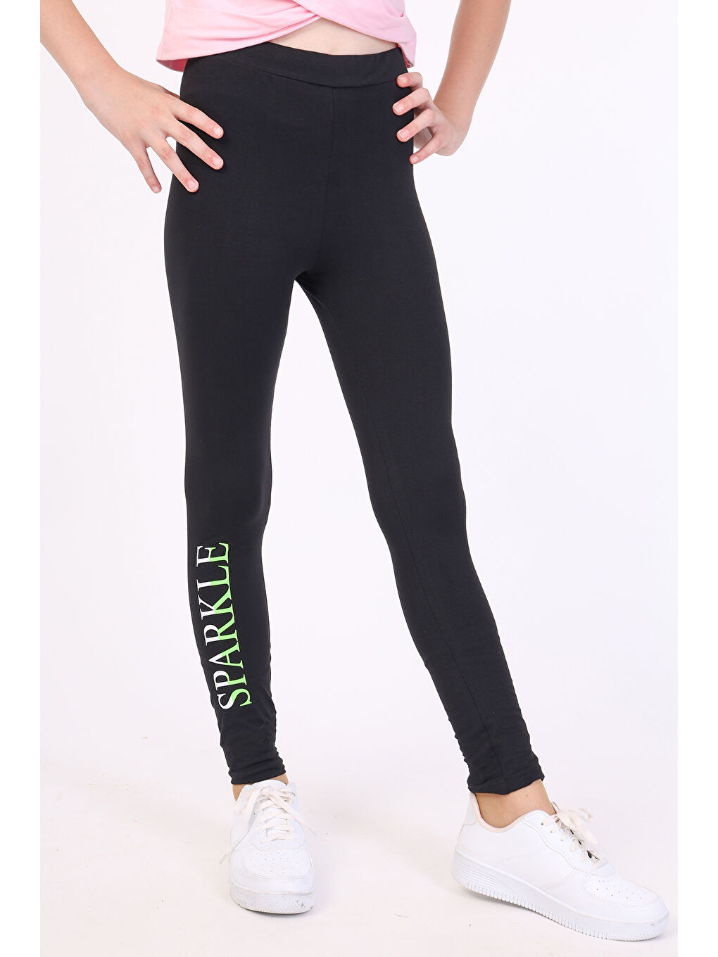 Siyah Kız Çocuk Baskılı Tayt-1