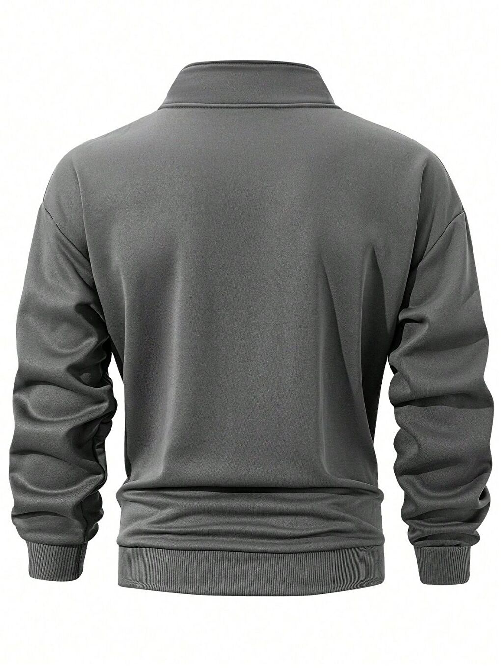 Gri Erkek Koyu Füme Yarım Fermuarlı Uzun Kollu Sweatshirt-1