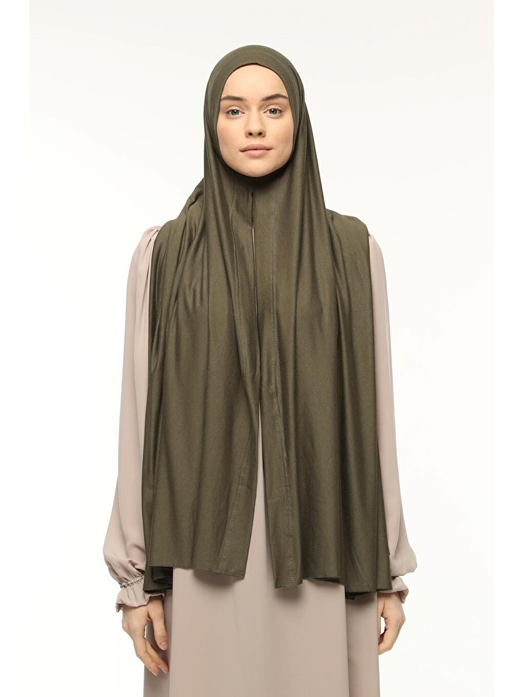 Yeşil Hazır Pratik Geçmeli Lüks Organik Düz Penye Şal Eşit Hizalı