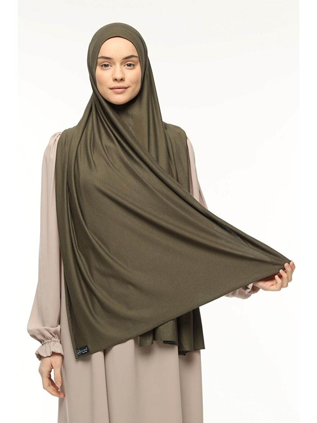 Yeşil Hazır Pratik Geçmeli Lüks Organik Düz Penye Şal Eşit Hizalı-1