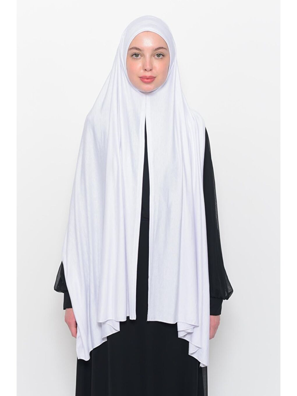 Beyaz Hazır Pratik Geçmeli Lüks Organik Düz Penye Şal Eşit Hizalı-2