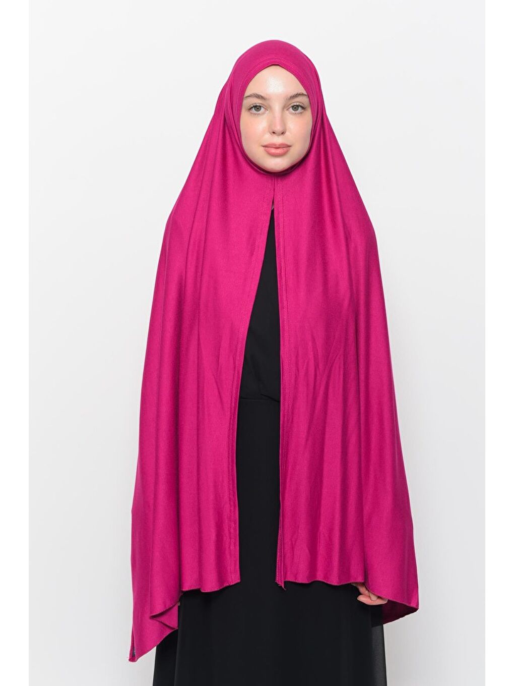 Fuşya Hazır Pratik Geçmeli Lüks Organik Düz Penye Şal Eşit Hizalı-2
