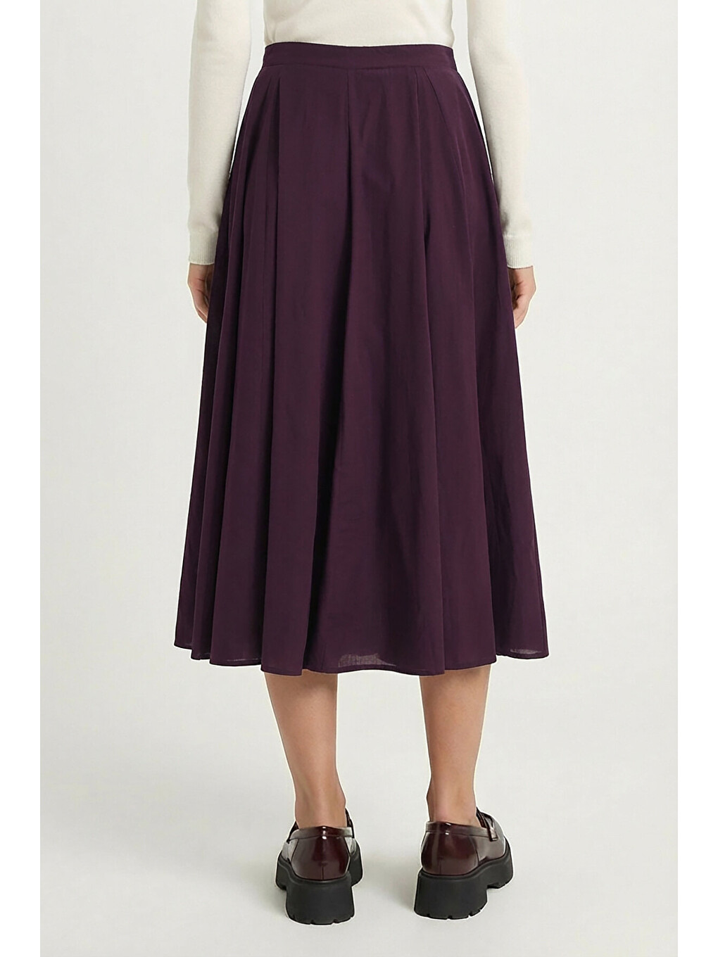 Mürdüm Yazlık Kloş Midi Dokuma Etek MÜRDÜM LCR0110-3