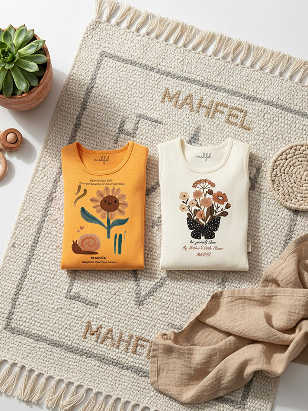 Turuncu 2'Li Kız %100 Pamuklu Atlet Çıtçıtlı Bebek Body Zıbın 816-748-2