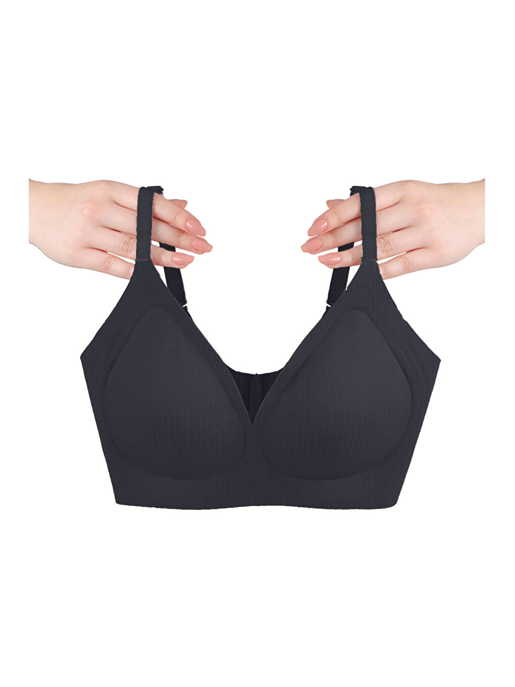 Siyah Balensiz Görünmez Fitilli Kaşkorse Çıkarılabilir Pedli Dikişsiz Sütyen