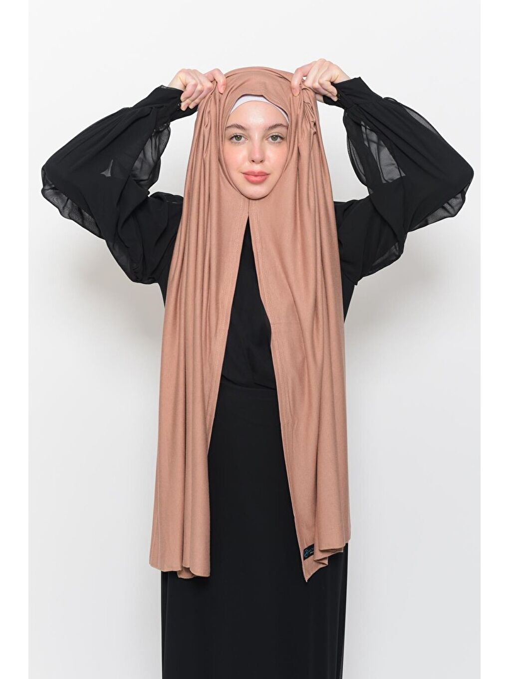 Bej Hazır Pratik Geçmeli Lüks Organik Düz Penye Şal Eşit Hizalı