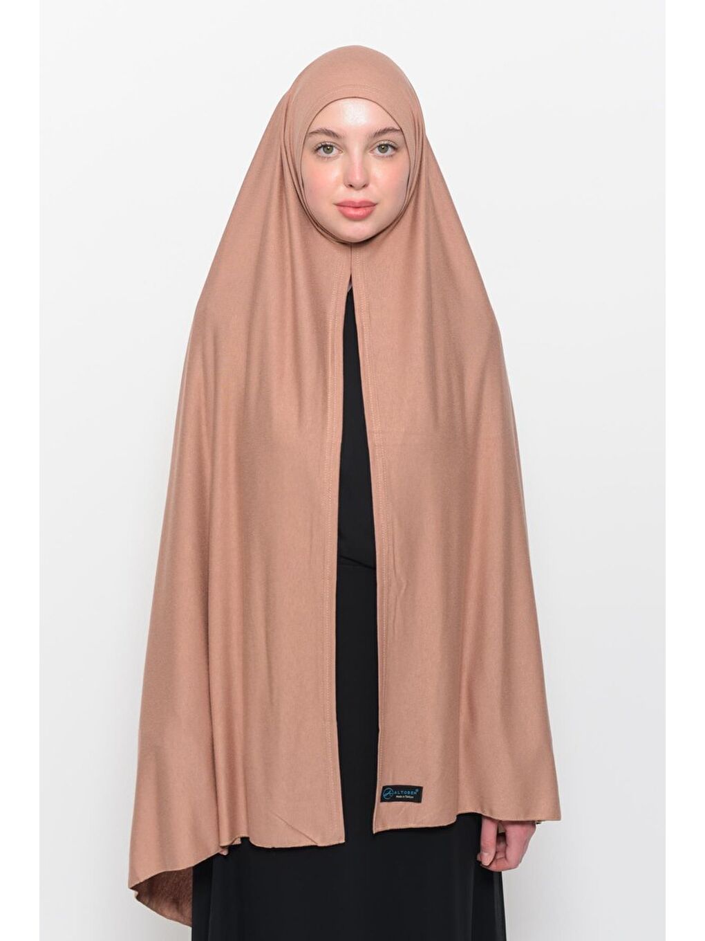 Bej Hazır Pratik Geçmeli Lüks Organik Düz Penye Şal Eşit Hizalı-2