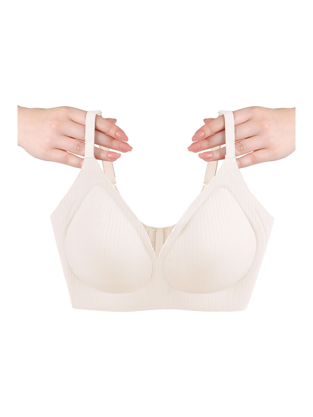 Ekru Balensiz Görünmez Fitilli Kaşkorse Çıkarılabilir Pedli Dikişsiz Sütyen