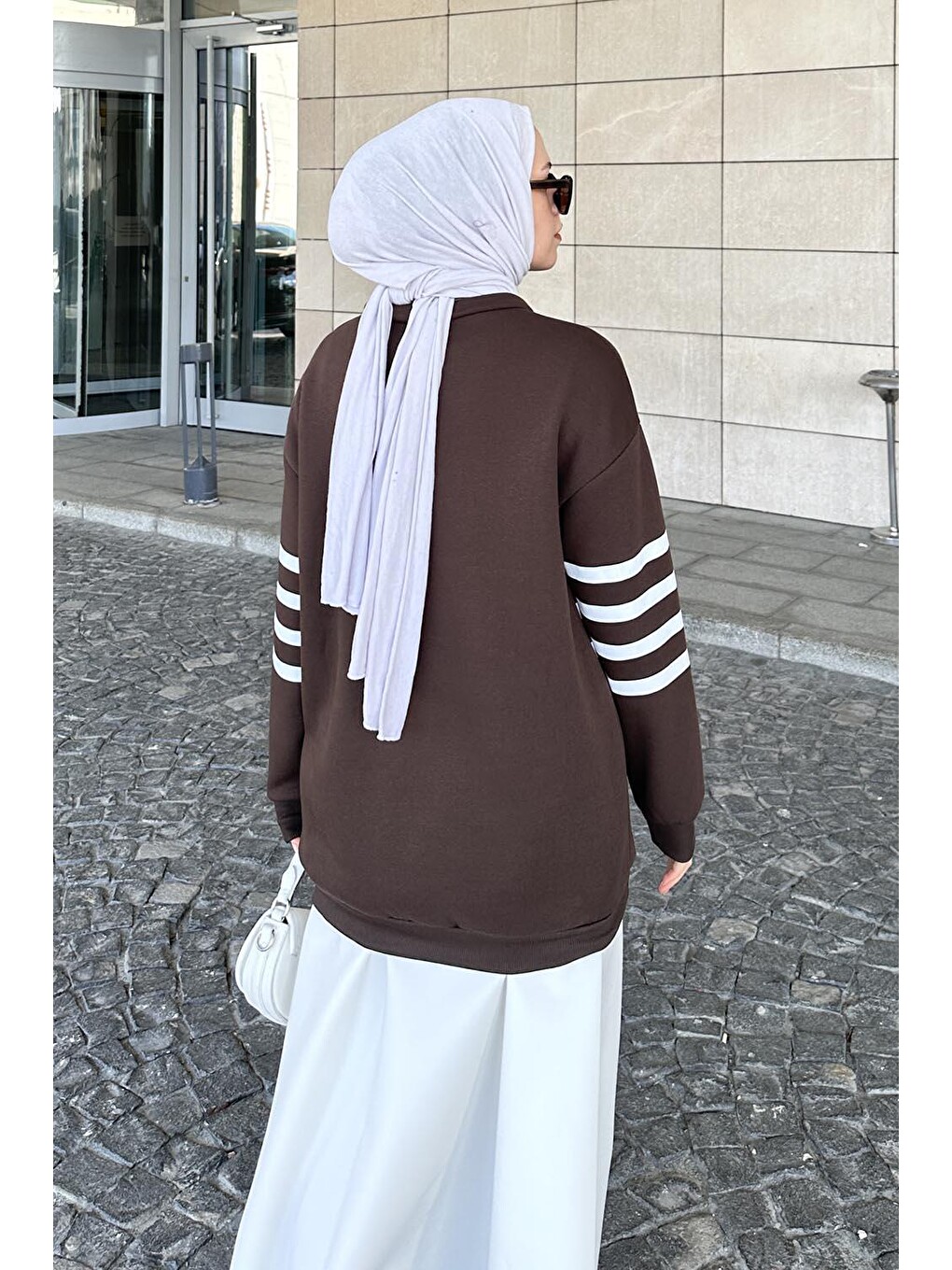 Yarım Fermuarlı Sweatshirt Tunik Acı Kahverengi-3