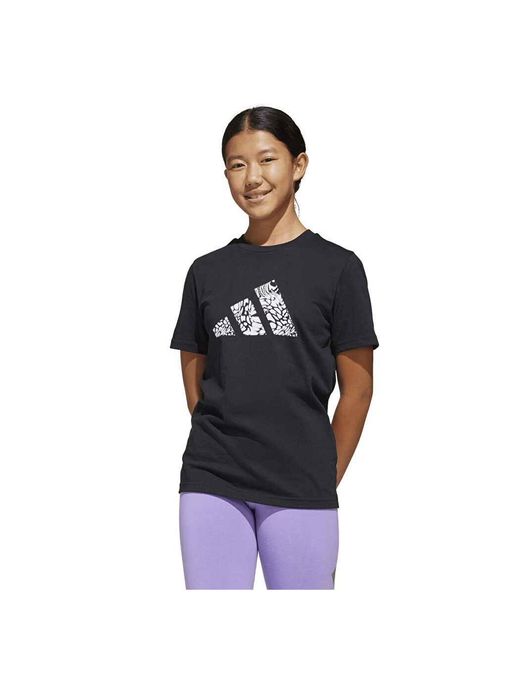 Animal Logo Çocuk Siyah Yuvarlak Yaka Tişört