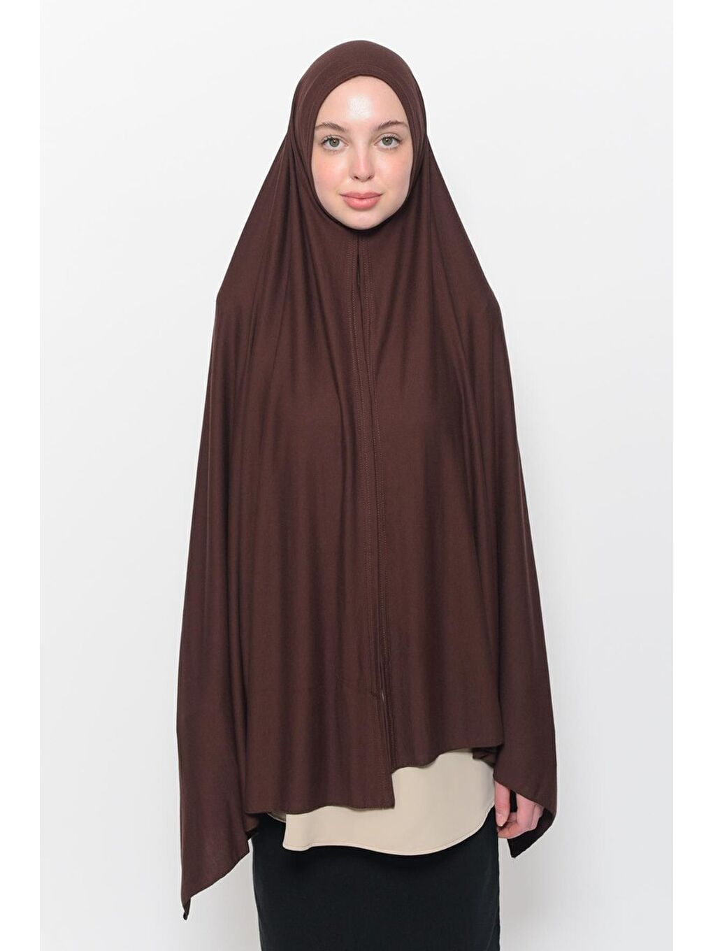 Kahverengi Hazır Pratik Geçmeli Lüks Organik Düz Penye Şal Eşit Hizalı-2