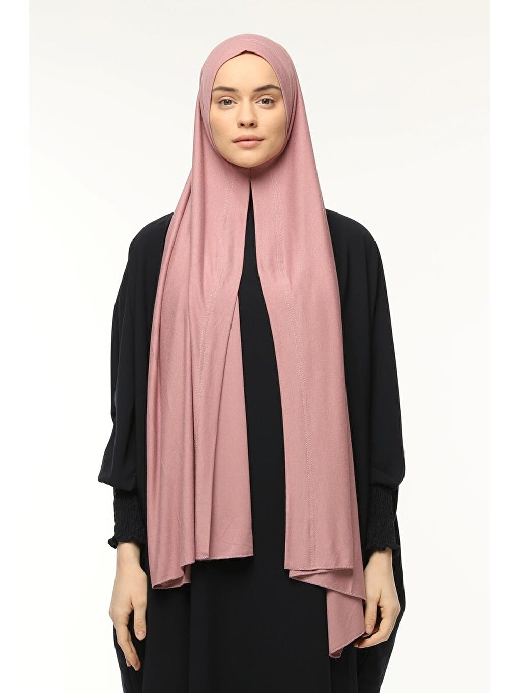 Pembe Hazır Pratik Geçmeli Lüks Organik Düz Penye Şal Eşit Hizalı