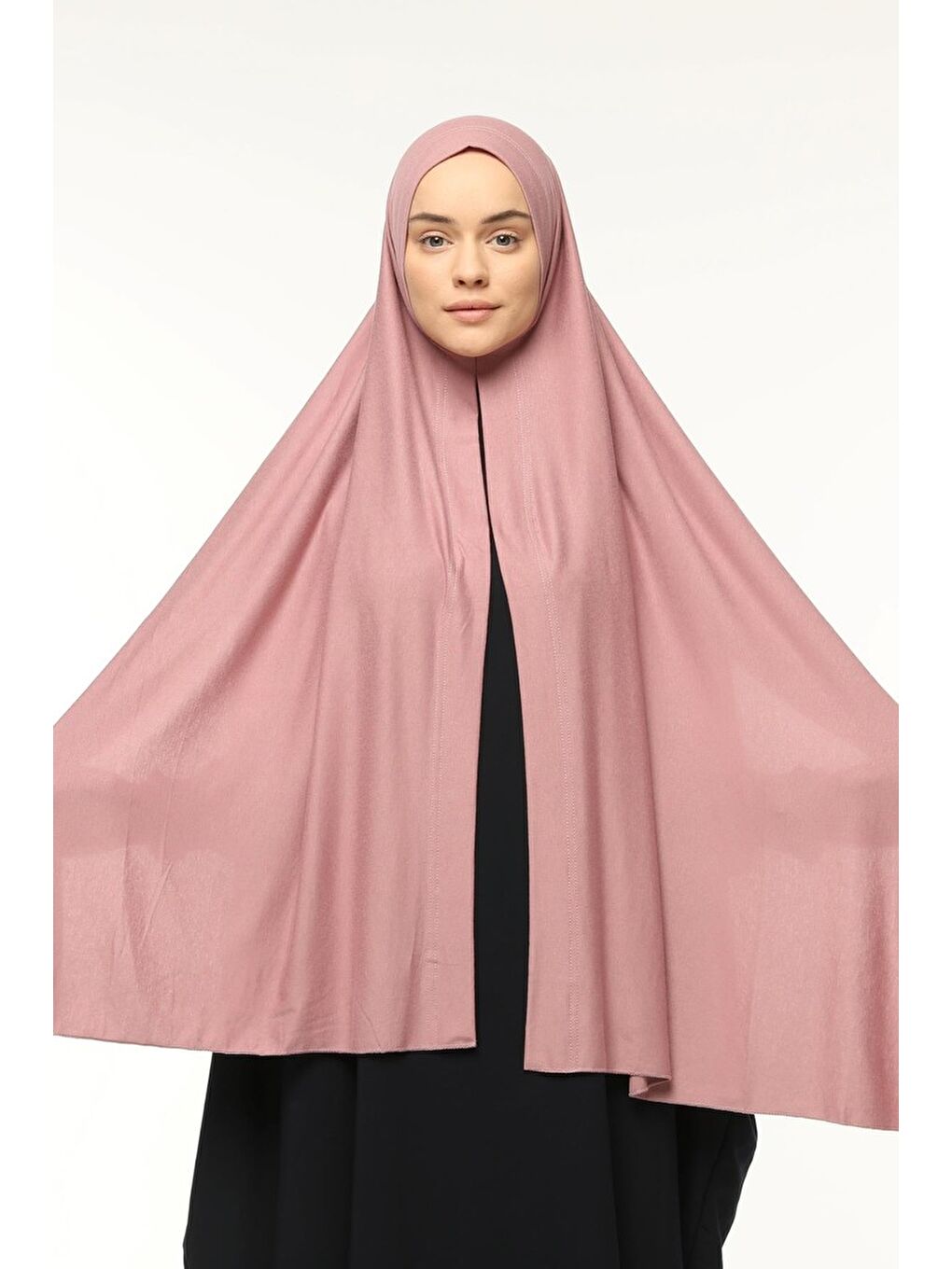 Pembe Hazır Pratik Geçmeli Lüks Organik Düz Penye Şal Eşit Hizalı-1