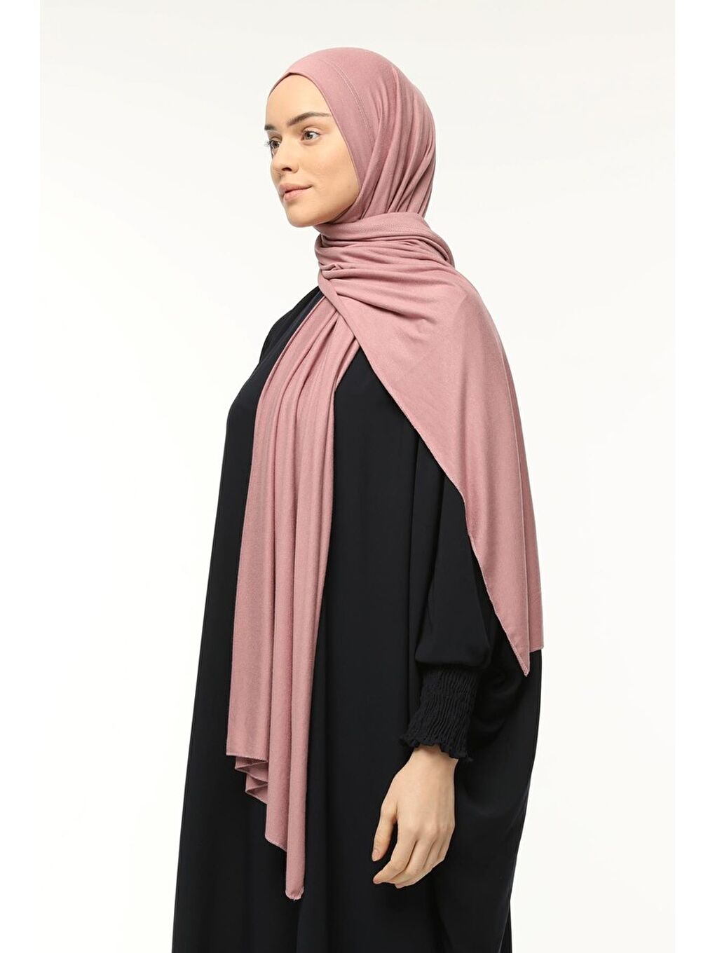Pembe Hazır Pratik Geçmeli Lüks Organik Düz Penye Şal Eşit Hizalı-2
