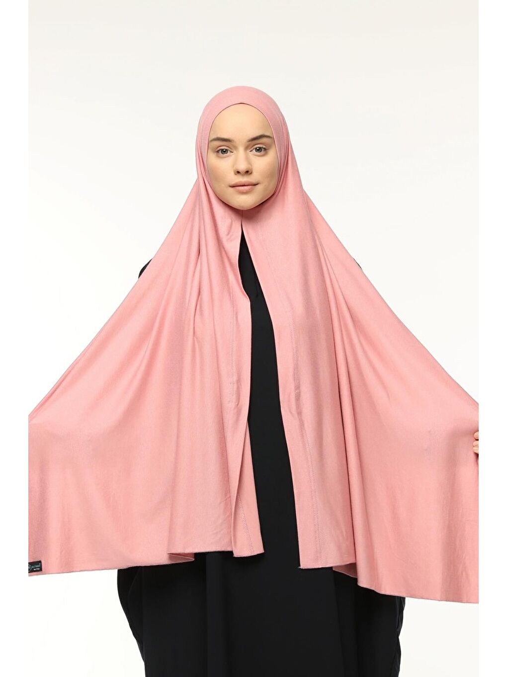 Pembe Hazır Pratik Geçmeli Lüks Organik Düz Penye Şal Eşit Hizalı-2