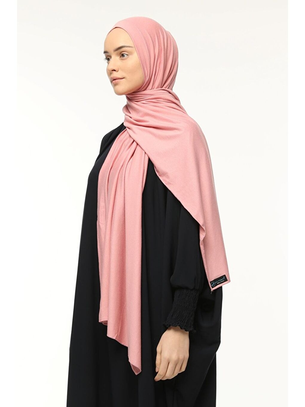 Pembe Hazır Pratik Geçmeli Lüks Organik Düz Penye Şal Eşit Hizalı-4