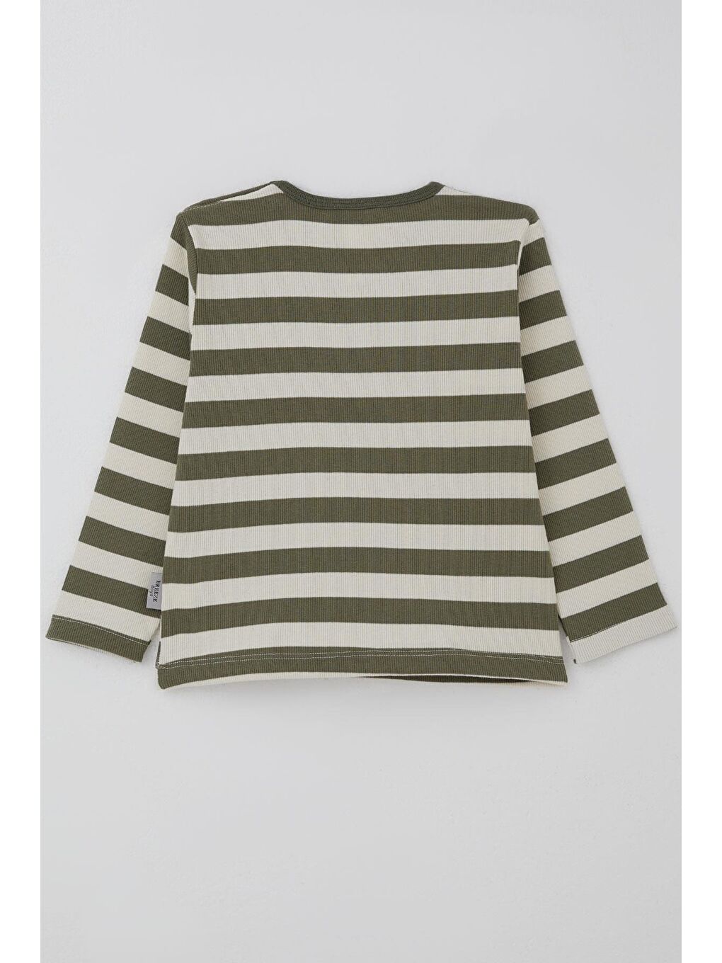 Erkek Bebek Uzun Kollu Tişört Patlı Çizgili Haki Yeşil (9 Ay-3 Yaş)-1
