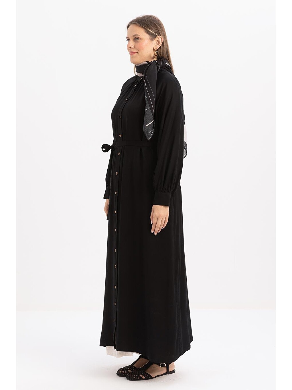 Siyah-beli Bağlamalı Ferace-2