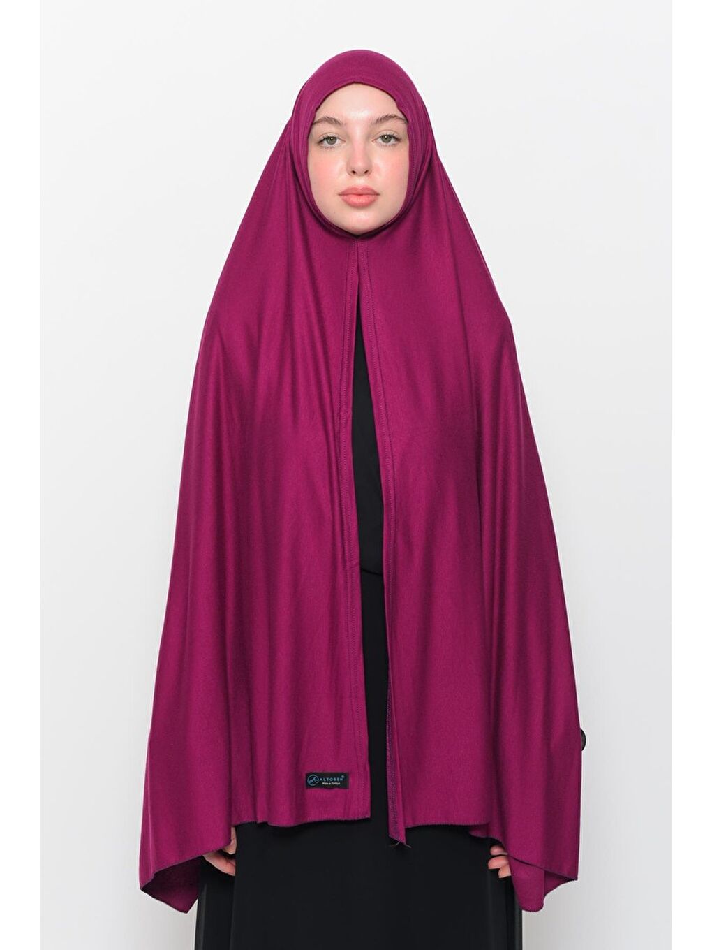 Fuşya Hazır Pratik Geçmeli Lüks Organik Düz Penye Şal Eşit Hizalı-2