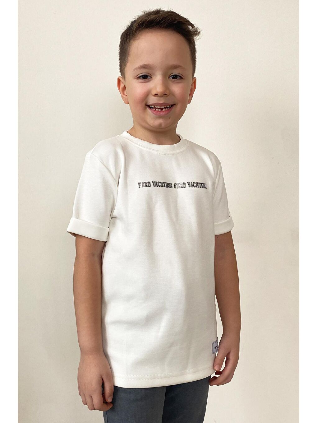Beyaz Erkek Çocuk Pamuklu Tshirt TS.yz89
