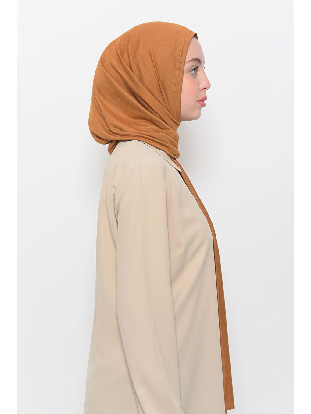 Kahverengi Hazır Pratik Geçmeli Lüks Organik Düz Penye Şal Eşit Hizalı-2