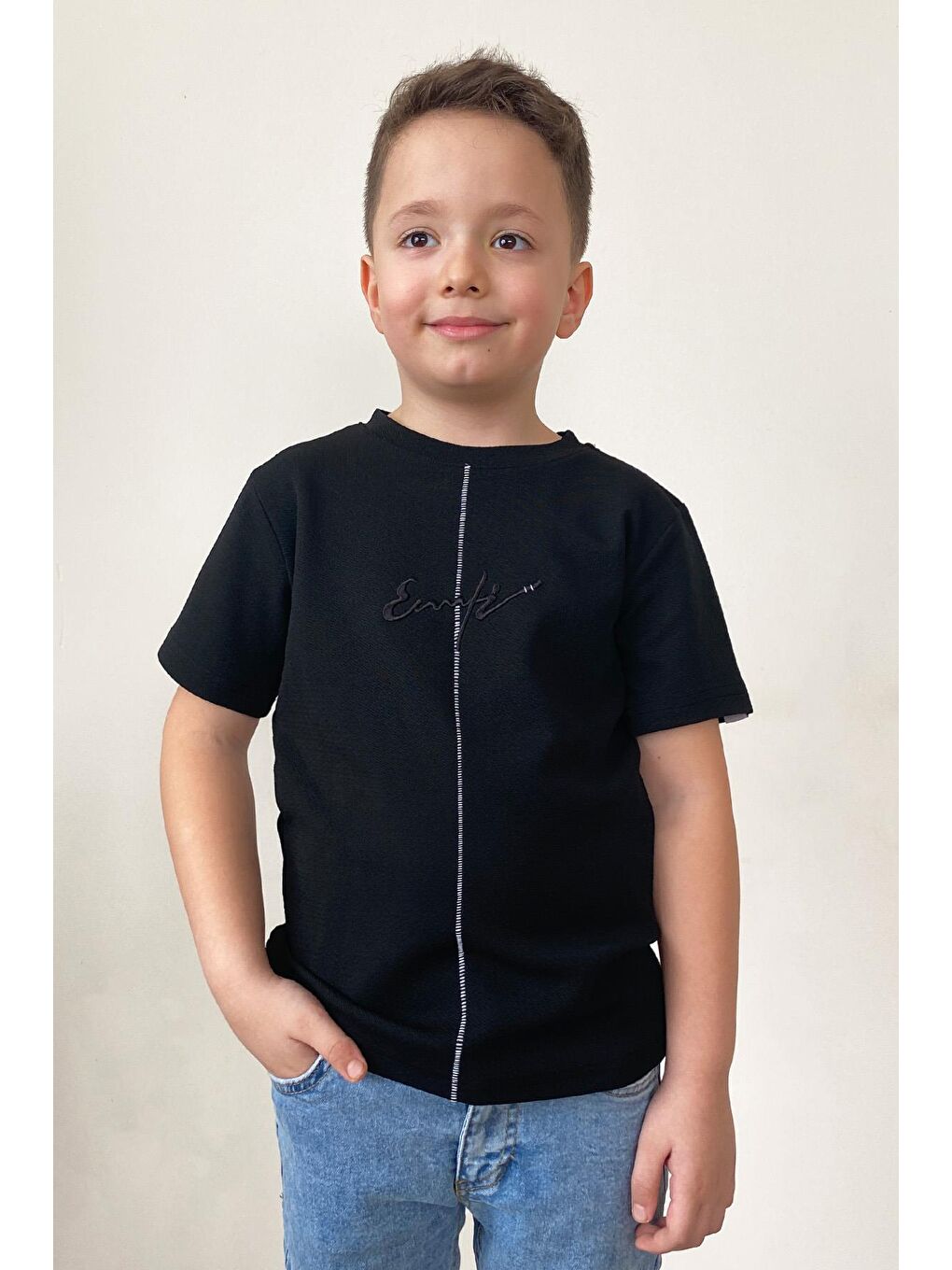 Siyah Erkek Çocuk Pamuklu Tshirt TS.yz78
