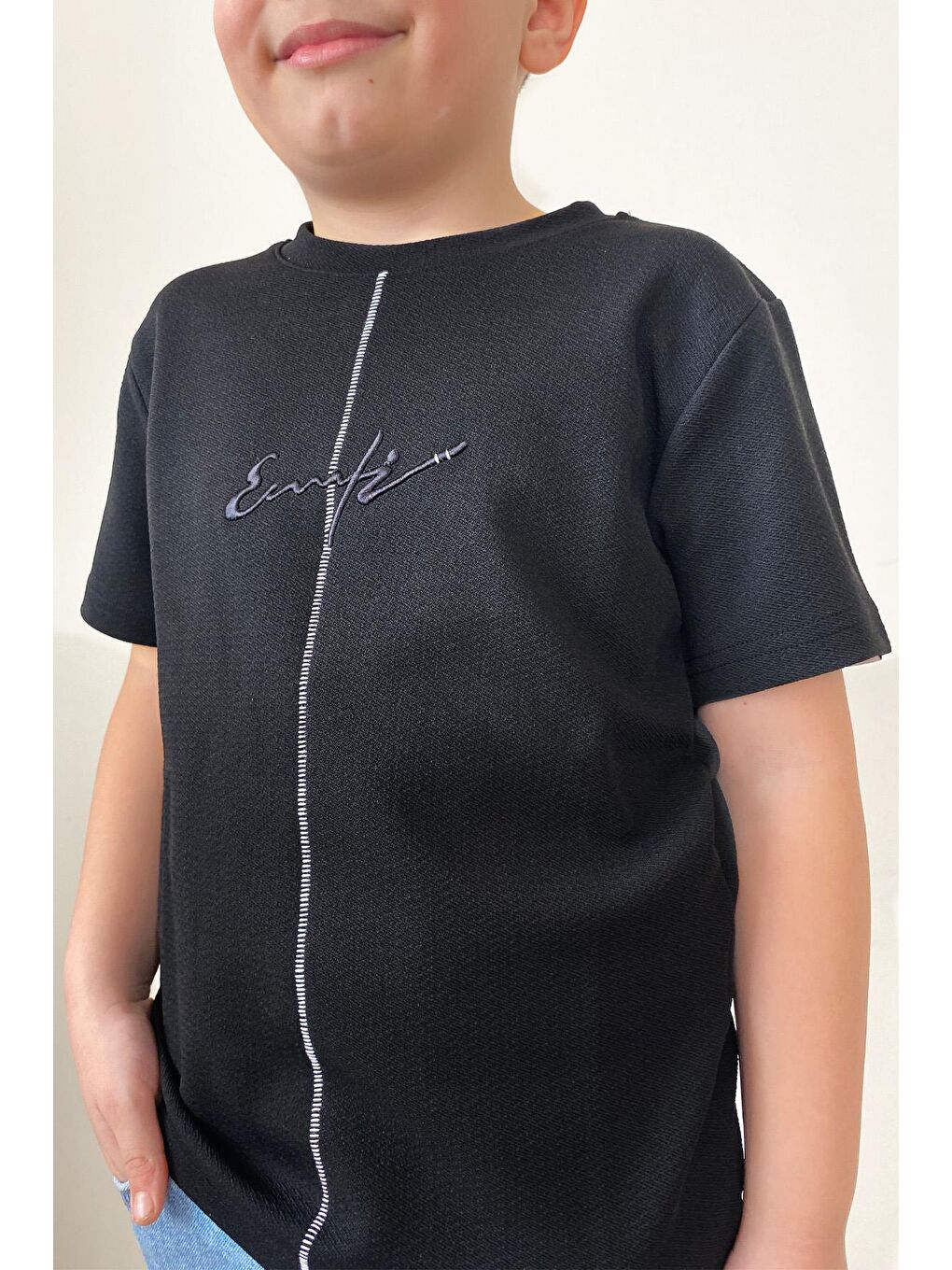 Siyah Erkek Çocuk Pamuklu Tshirt TS.yz78-1