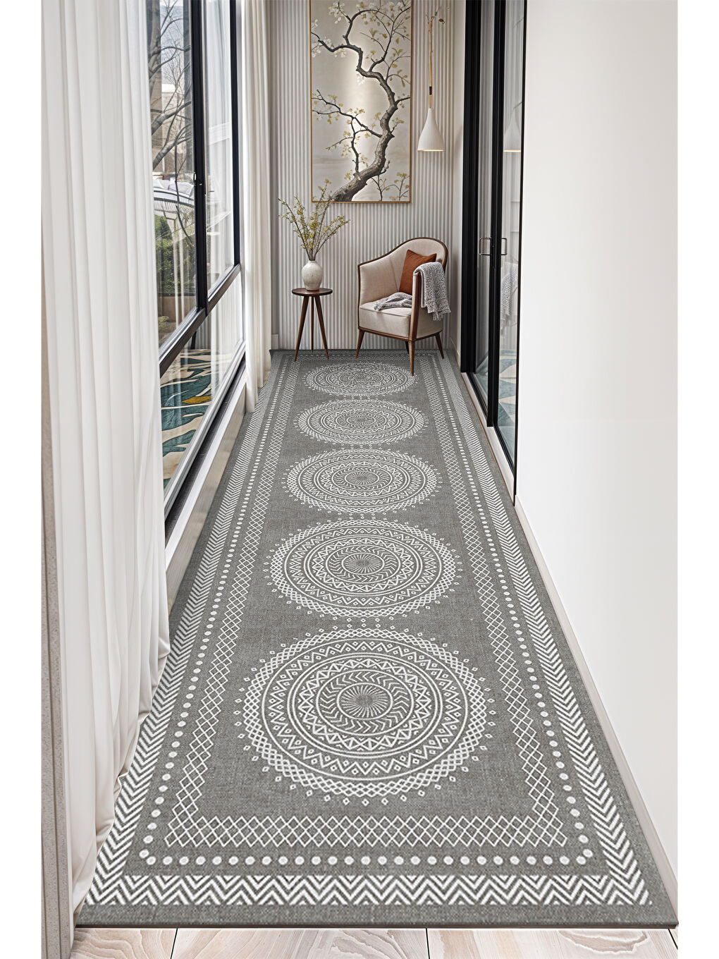 Gri Dekoratif Soft Modern Kaymaz Yıkanabilir Salon Halısı Mutfak Halısı Koridor Halısı Yolluk-4