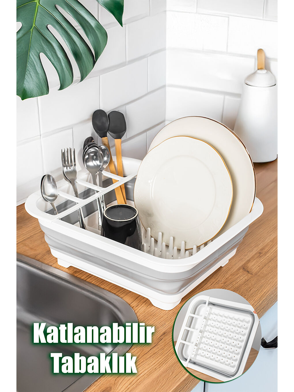 Beyaz AK-763 Katlanır Bulaşıklık Silikon